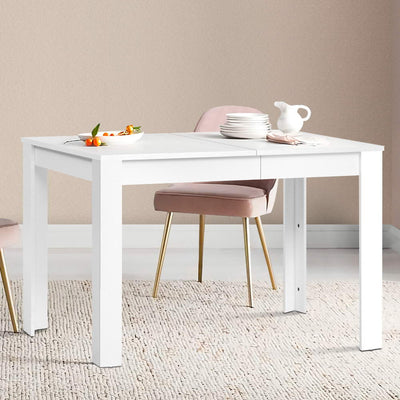 Artiss Dining Table 4 Seater Wooden Kitchen Tables White 120cm