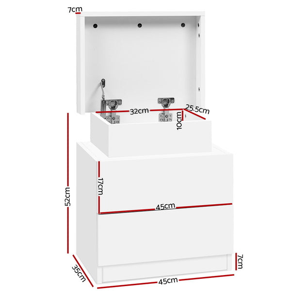 Artiss Bedside Tables 2 Drawers Side Table Storage Nightstand White Bedroom Wood freeshipping - Awezingly