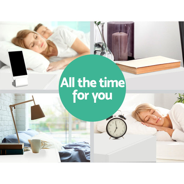 Artiss Bedside Tables 2 Drawers Side Table Storage Nightstand White Bedroom Wood freeshipping - Awezingly