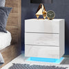Artiss Bedside Tables Side Table RGB LED Lamp 2 Drawers Nightstand Gloss White