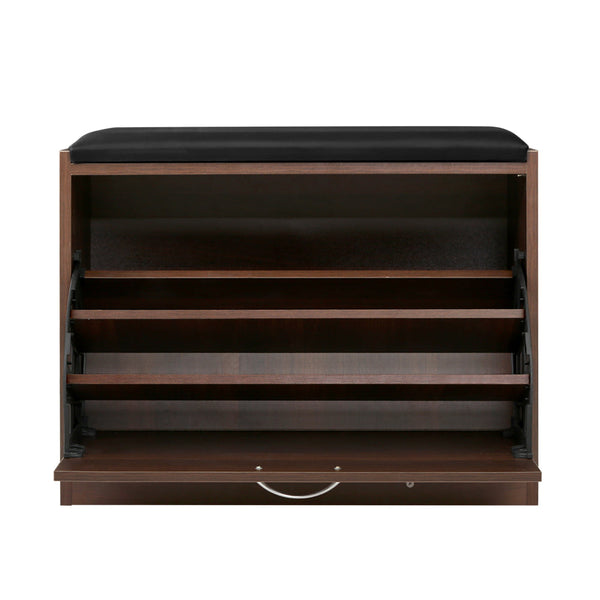 Artiss Shoe Bench Shoe Cabinet 15 Pairs Walnut Kyla Artiss