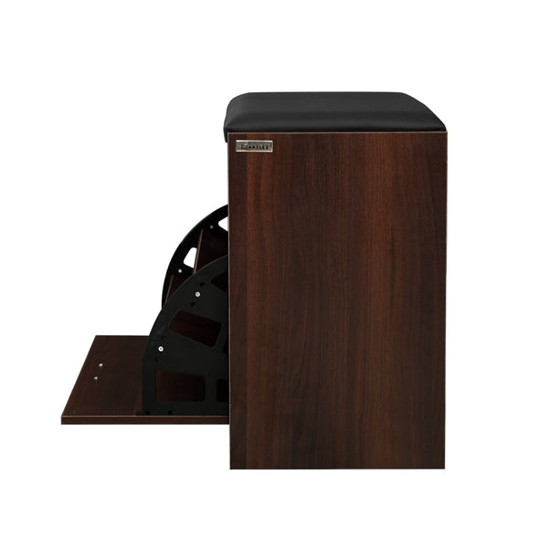 Artiss Shoe Bench Shoe Cabinet 15 Pairs Walnut Kyla Artiss