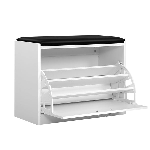 Artiss Shoe Cabinet Bench Shoes Storage Rack Organiser Drawer White 15 Pairs Artiss