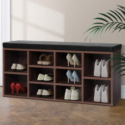 Artiss Shoe Cabinet Bench Shoes Storage Walnut