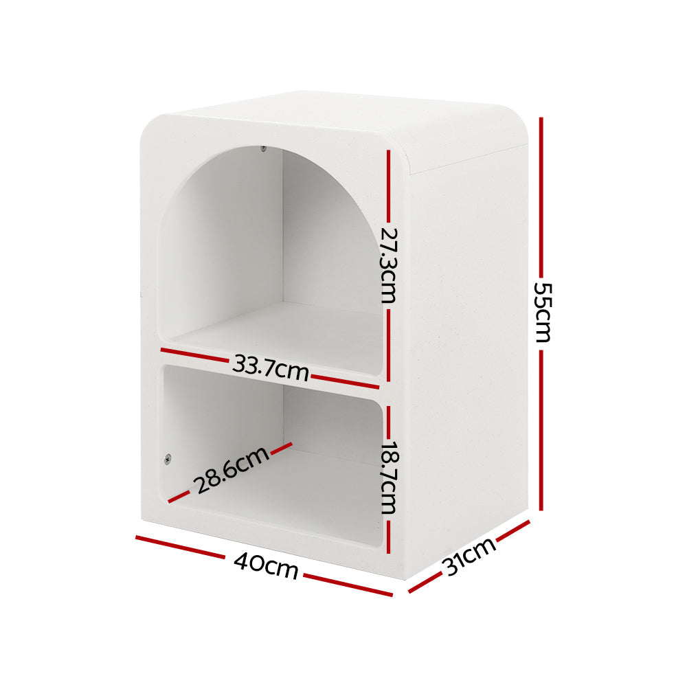 Artiss Bedside Table Shelves Side End Table Storage Nightstand White ARCHED Artiss