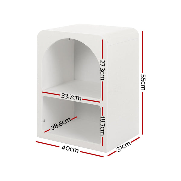 Artiss Bedside Table Shelves Side End Table Storage Nightstand White ARCHED Artiss