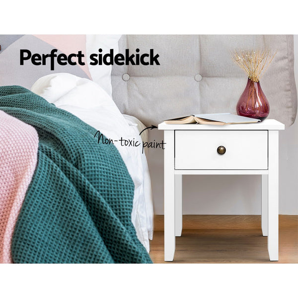 Bedside Tables Drawer Side Table Nightstand White Storage Cabinet White Lamp freeshipping - Awezingly