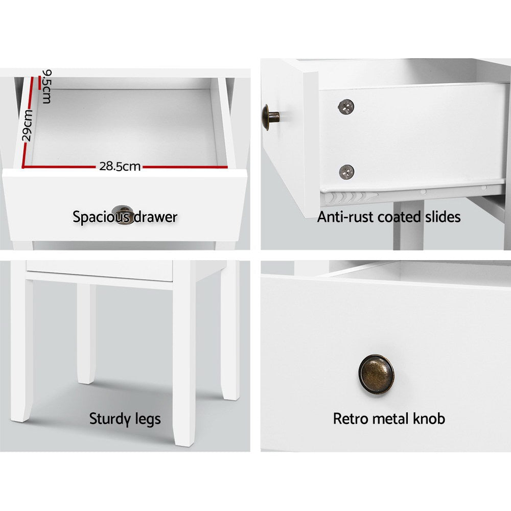 Bedside Tables Drawer Side Table Nightstand White Storage Cabinet White Lamp freeshipping - Awezingly