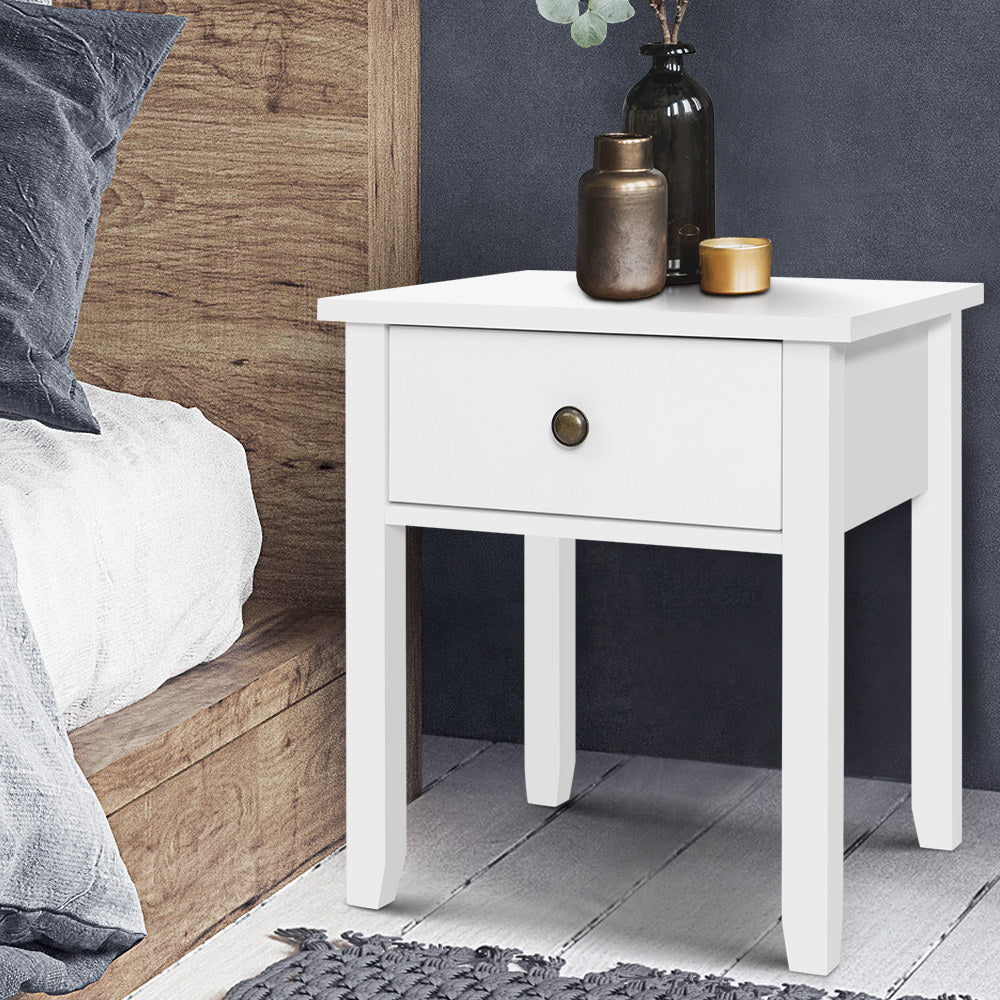 Bedside Tables Drawer Side Table Nightstand White Storage Cabinet White Lamp freeshipping - Awezingly