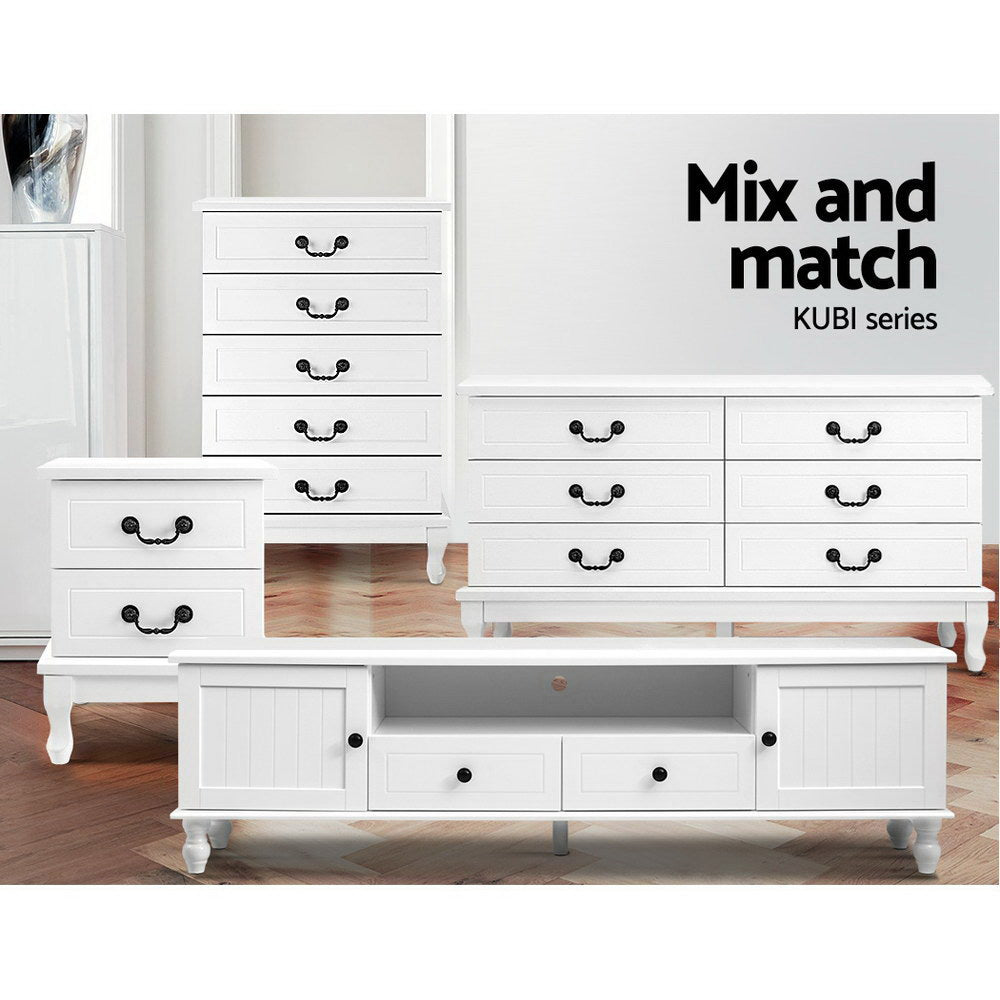 Artiss KUBI Bedside Tables 2 Drawers Side Table French Nightstand Storage Cabinet freeshipping - Awezingly