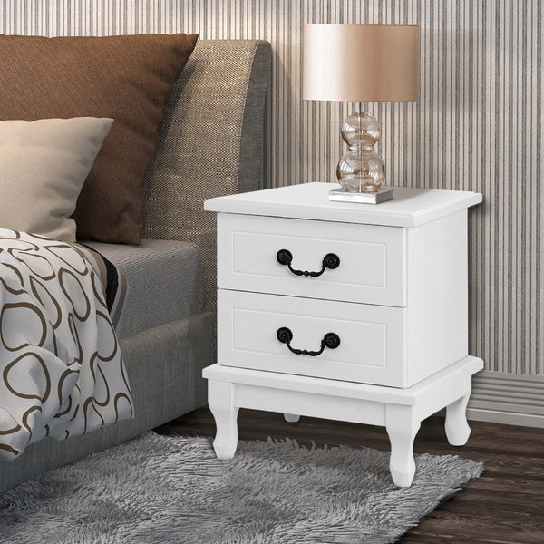 Artiss KUBI Bedside Tables 2 Drawers Side Table French Nightstand Storage Cabinet freeshipping - Awezingly