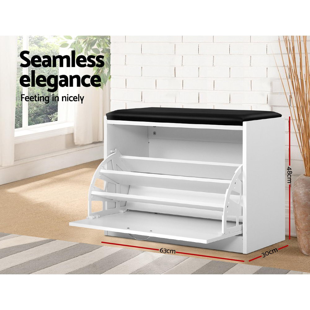 Artiss Shoe Cabinet Bench Shoes Storage Rack Organiser Drawer White 15 Pairs Artiss