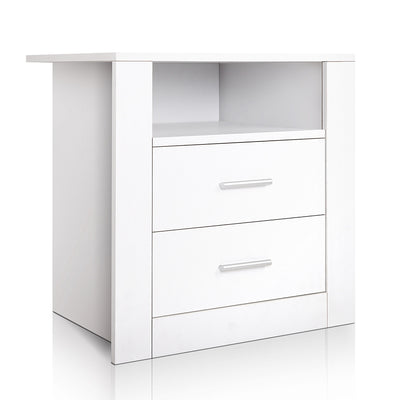 Artiss Anti-Scratch Bedside Table 2 Drawers - White