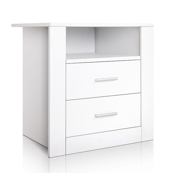 Artiss Anti-Scratch Bedside Table 2 Drawers - White freeshipping - Awezingly