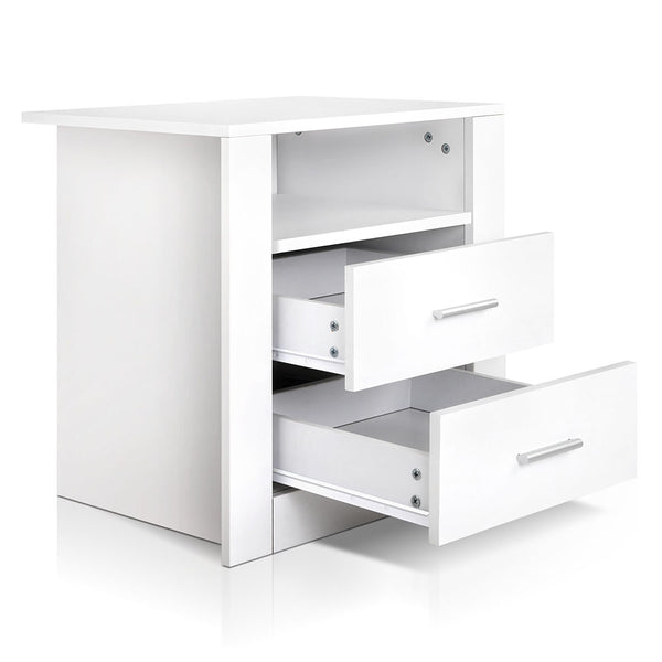 Artiss Anti-Scratch Bedside Table 2 Drawers - White freeshipping - Awezingly