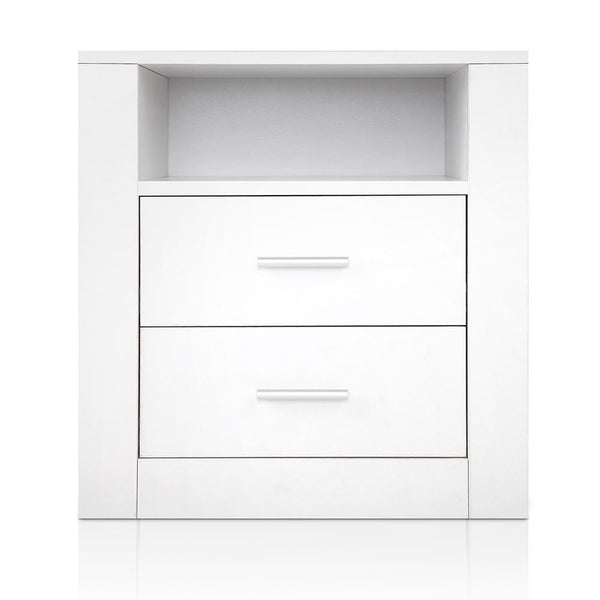 Artiss Anti-Scratch Bedside Table 2 Drawers - White freeshipping - Awezingly
