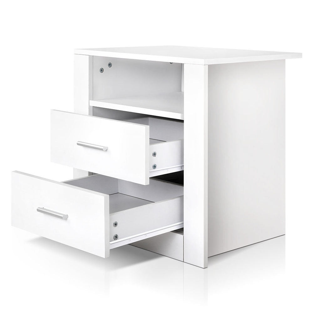 Artiss Anti-Scratch Bedside Table 2 Drawers - White freeshipping - Awezingly
