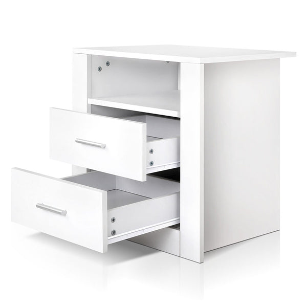Artiss Anti-Scratch Bedside Table 2 Drawers - White freeshipping - Awezingly