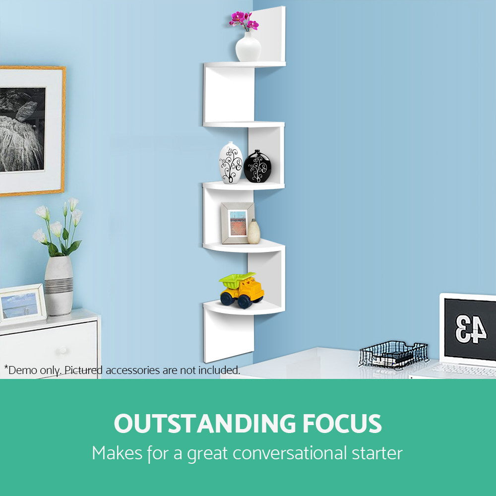 Artiss 5 Tier Corner Wall Shelf - White freeshipping - Awezingly