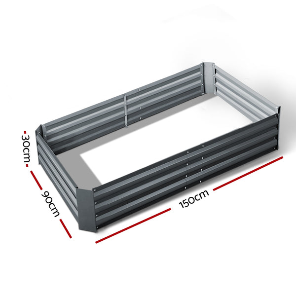 Green Fingers 150 x 90cm Galvanised Steel Garden Bed - Aliminium Grey freeshipping - Awezingly