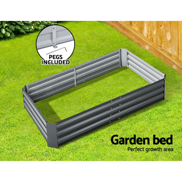 Green Fingers 150 x 90cm Galvanised Steel Garden Bed - Aliminium Grey freeshipping - Awezingly