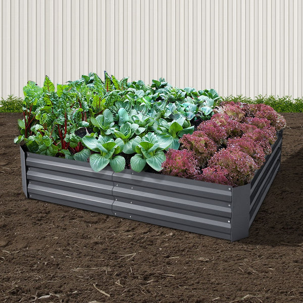 Green Fingers 150 x 90cm Galvanised Steel Garden Bed - Aliminium Grey freeshipping - Awezingly