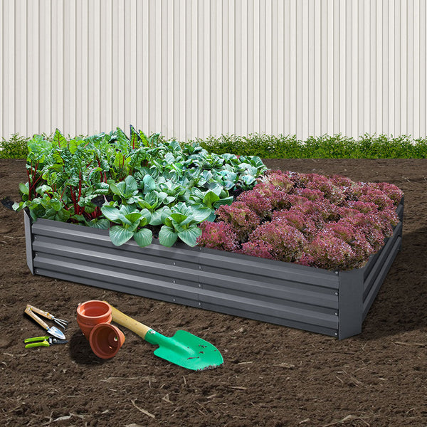 Greenfingers 180x90x30CM Galvanised Raised Garden Bed Steel Instant Planter Greenfingers