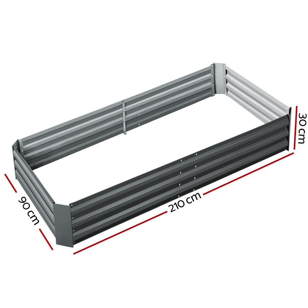 Greenfingers Galvanised Steel Raised Garden Bed Instant Planter 210 x 90 Aluminium Greenfingers