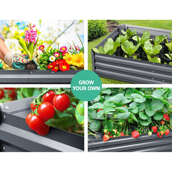 Greenfingers Galvanised Steel Raised Garden Bed Instant Planter 210 x 90 Aluminium Greenfingers