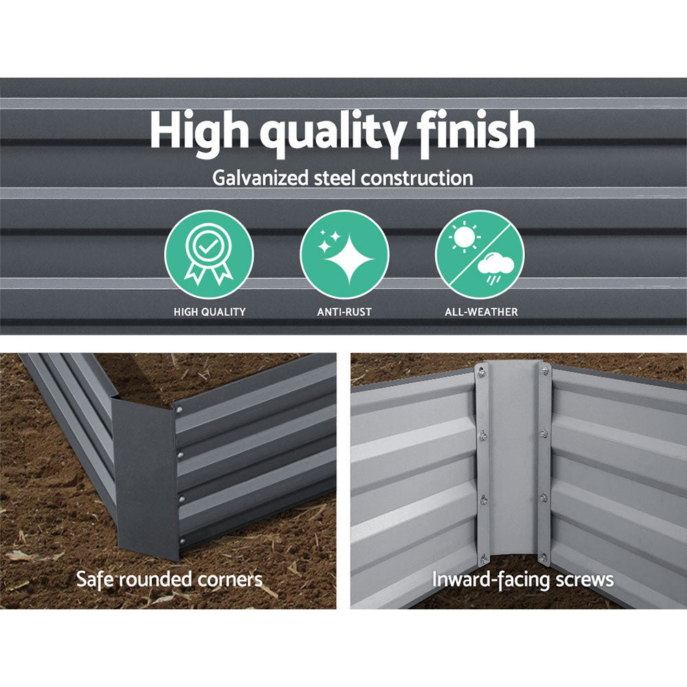 Greenfingers Galvanised Steel Raised Garden Bed Instant Planter 210 x 90 Aluminium Greenfingers