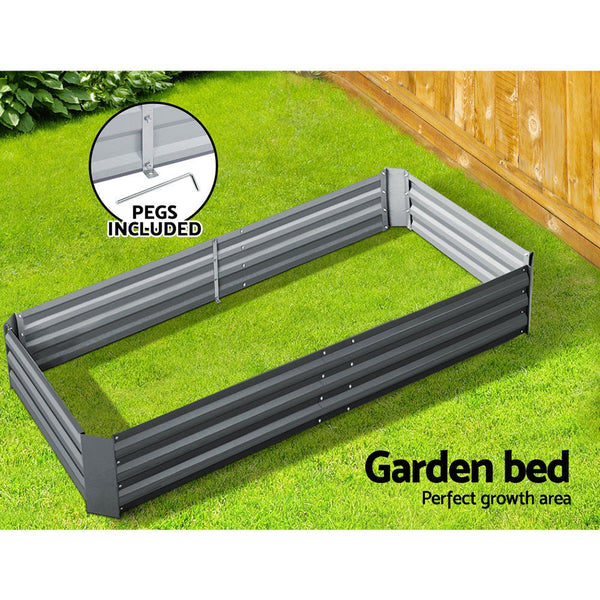 Greenfingers Galvanised Steel Raised Garden Bed Instant Planter 210 x 90 Aluminium Greenfingers