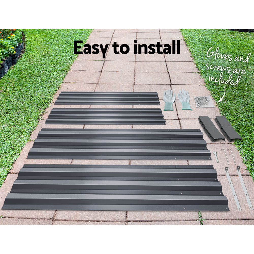 Greenfingers Galvanised Steel Raised Garden Bed Instant Planter 210 x 90 Aluminium Greenfingers