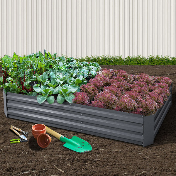 Greenfingers Galvanised Steel Raised Garden Bed Instant Planter 210 x 90 Aluminium Greenfingers