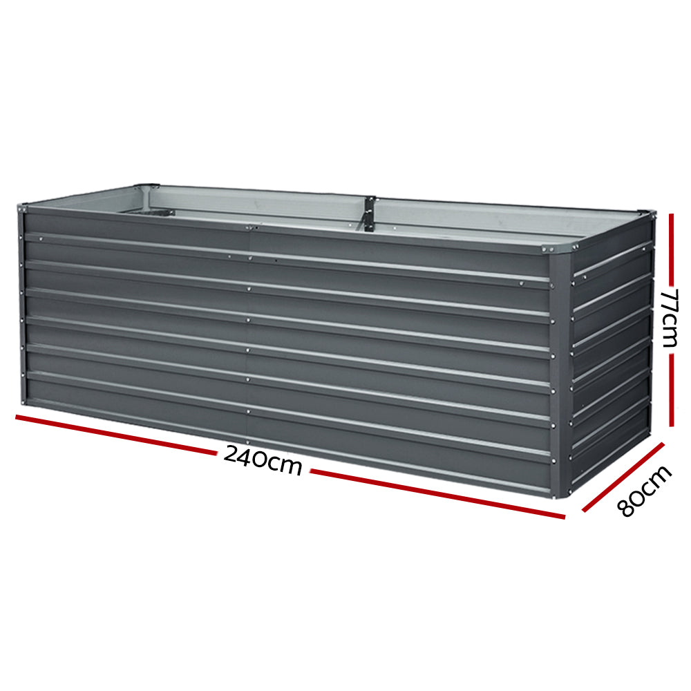 Greenfingers Garden Bed 240X80X77CM Galvanised Raised Steel Instant Planter 2N1 Greenfingers