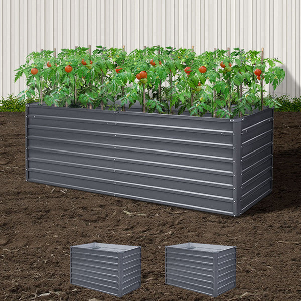 Greenfingers Garden Bed 240X80X77CM Galvanised Raised Steel Instant Planter 2N1 Greenfingers