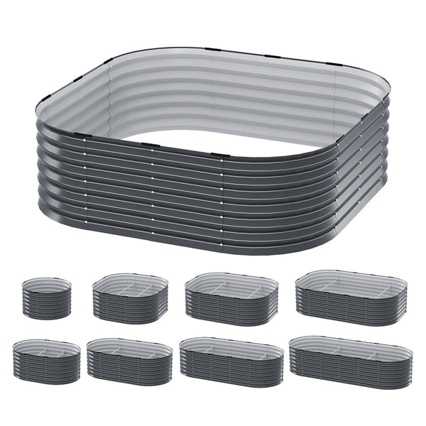 Greenfingers Garden Bed Galvanised Raised Steel 9 In 1 Modular Flower Planter Greenfingers