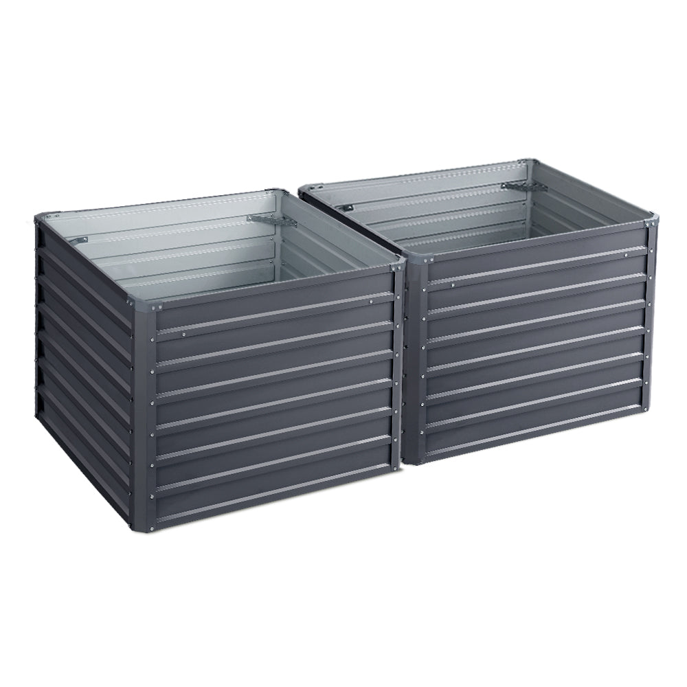 Greenfingers Garden Bed 2PCS 100X100X77CM Galvanised Steel Raised Planter Greenfingers