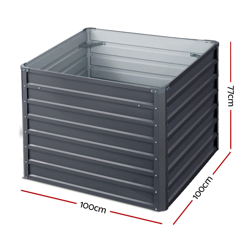 Greenfingers Garden Bed 2PCS 100X100X77CM Galvanised Steel Raised Planter Greenfingers