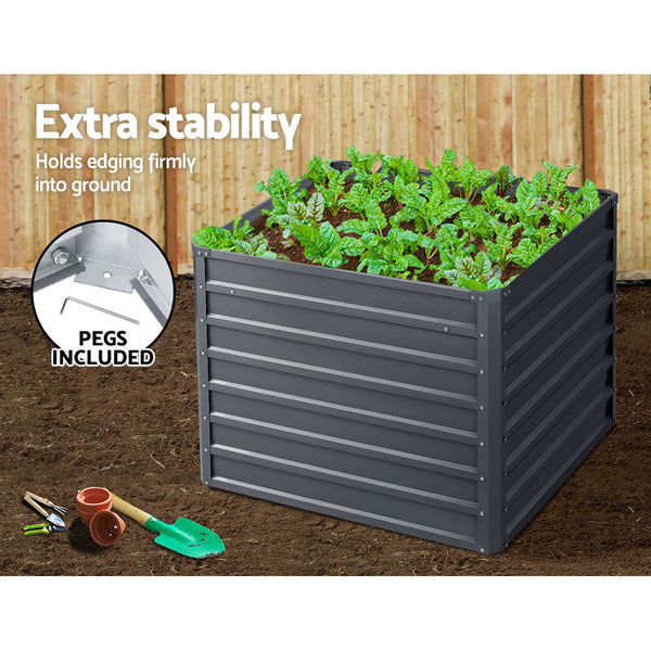 Greenfingers Garden Bed 2PCS 100X100X77CM Galvanised Steel Raised Planter Greenfingers