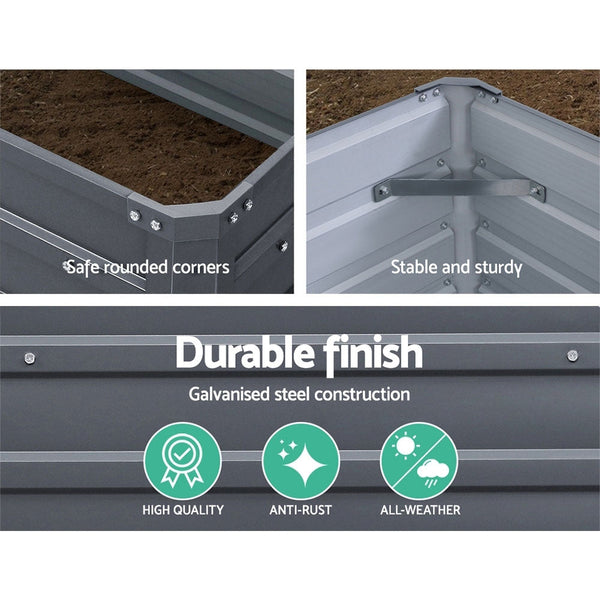 Greenfingers Garden Bed 2PCS 100X100X77CM Galvanised Steel Raised Planter Greenfingers