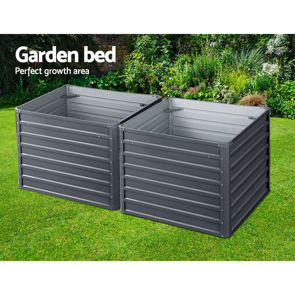 Greenfingers Garden Bed 2PCS 100X100X77CM Galvanised Steel Raised Planter Greenfingers