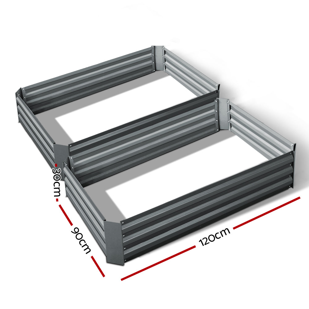 Greenfingers Garden Bed 2PCS 120X90X30CM Galvanised Steel Raised Planter freeshipping - Awezingly