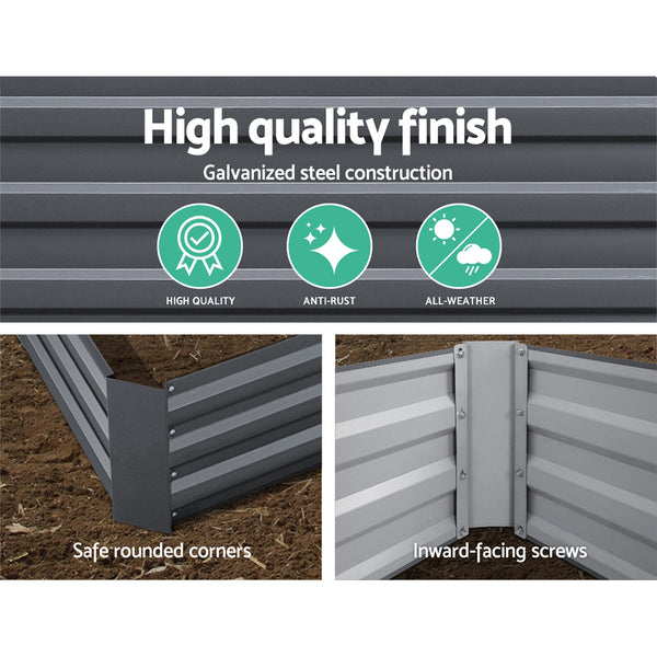 Greenfingers Garden Bed 2PCS 120X90X30CM Galvanised Steel Raised Planter freeshipping - Awezingly