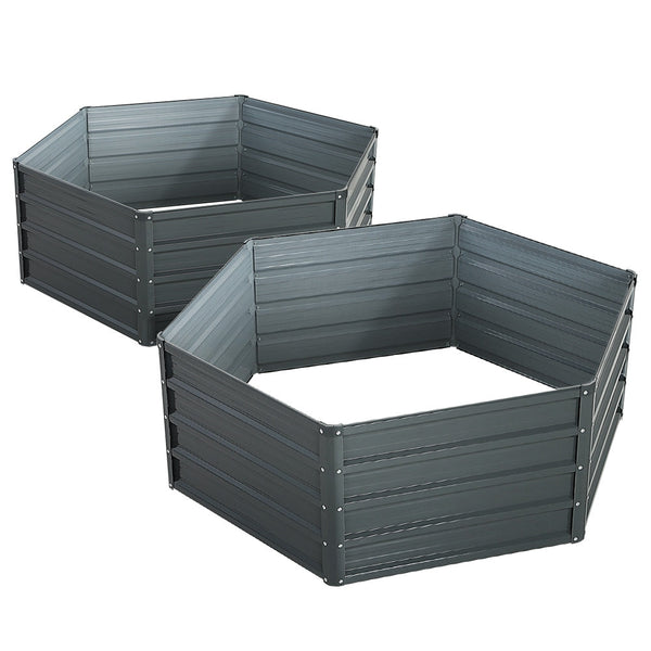 Greenfingers Garden Bed 2PCS 130X130X46CM Galvanised Steel Raised Planter Greenfingers