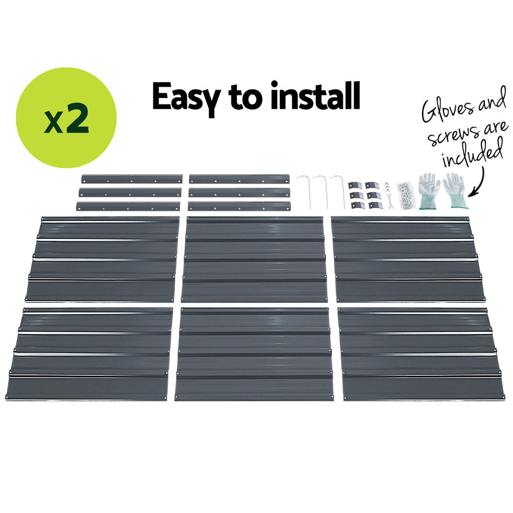 Greenfingers Garden Bed 2PCS 130X130X46CM Galvanised Steel Raised Planter Greenfingers