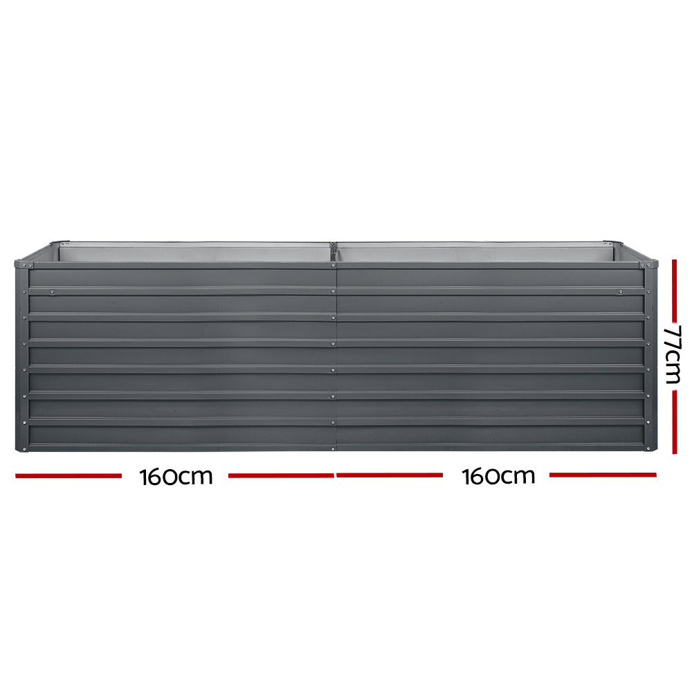 Greenfingers Garden Bed 320 x 80 x 77cm Galvanised Steel Raised Planter 2N1 Greenfingers