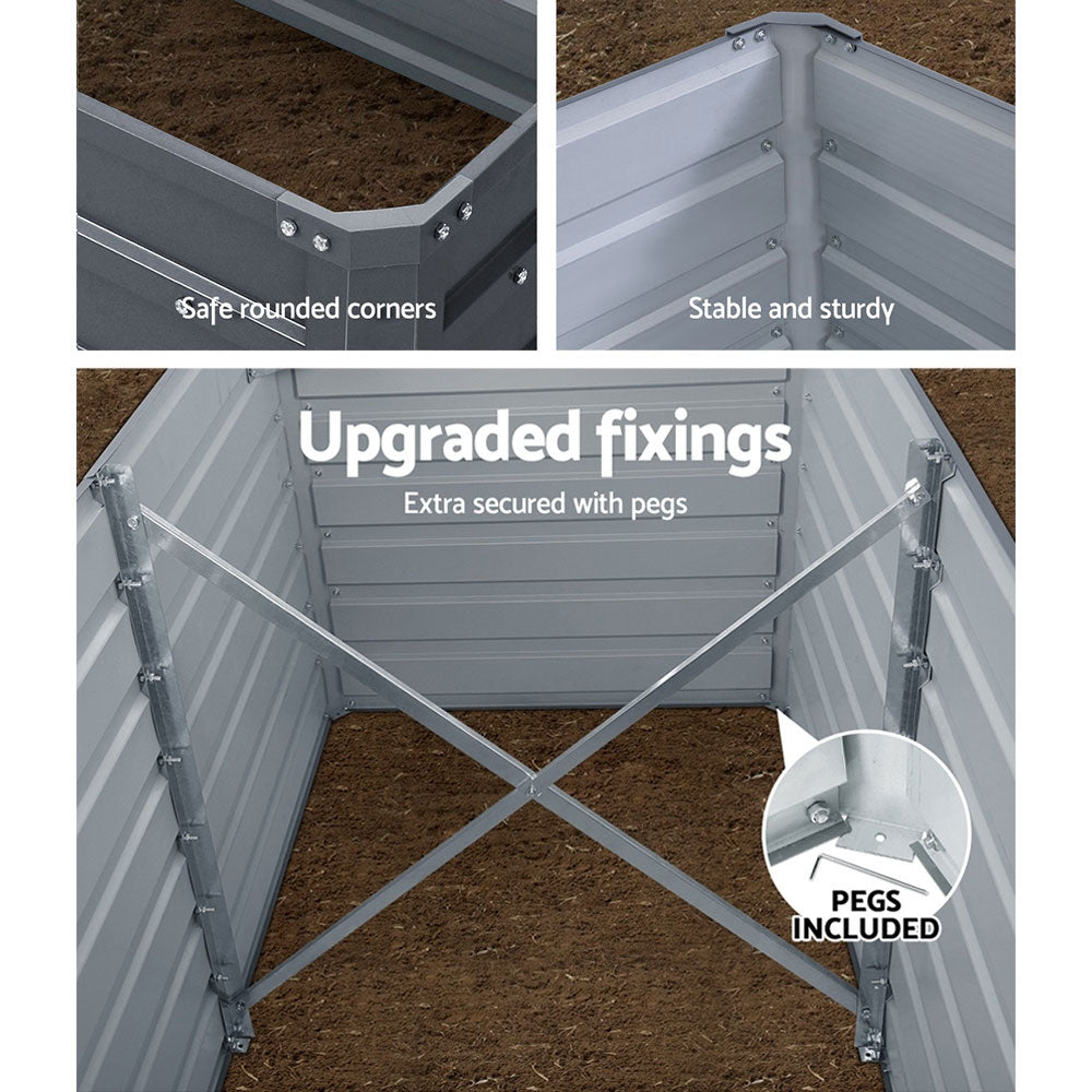 Greenfingers Garden Bed 320 x 80 x 77cm Galvanised Steel Raised Planter 2N1 Greenfingers