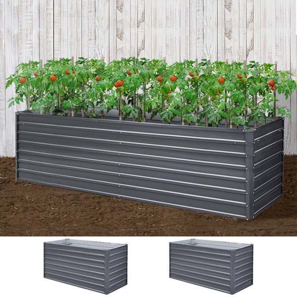 Greenfingers Garden Bed 320 x 80 x 77cm Galvanised Steel Raised Planter 2N1 Greenfingers