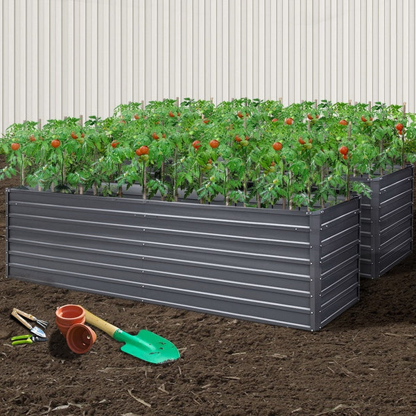 Greenfingers Garden Bed 320 x 80 x 77cm Galvanised Steel Raised Planter 2N1 Greenfingers