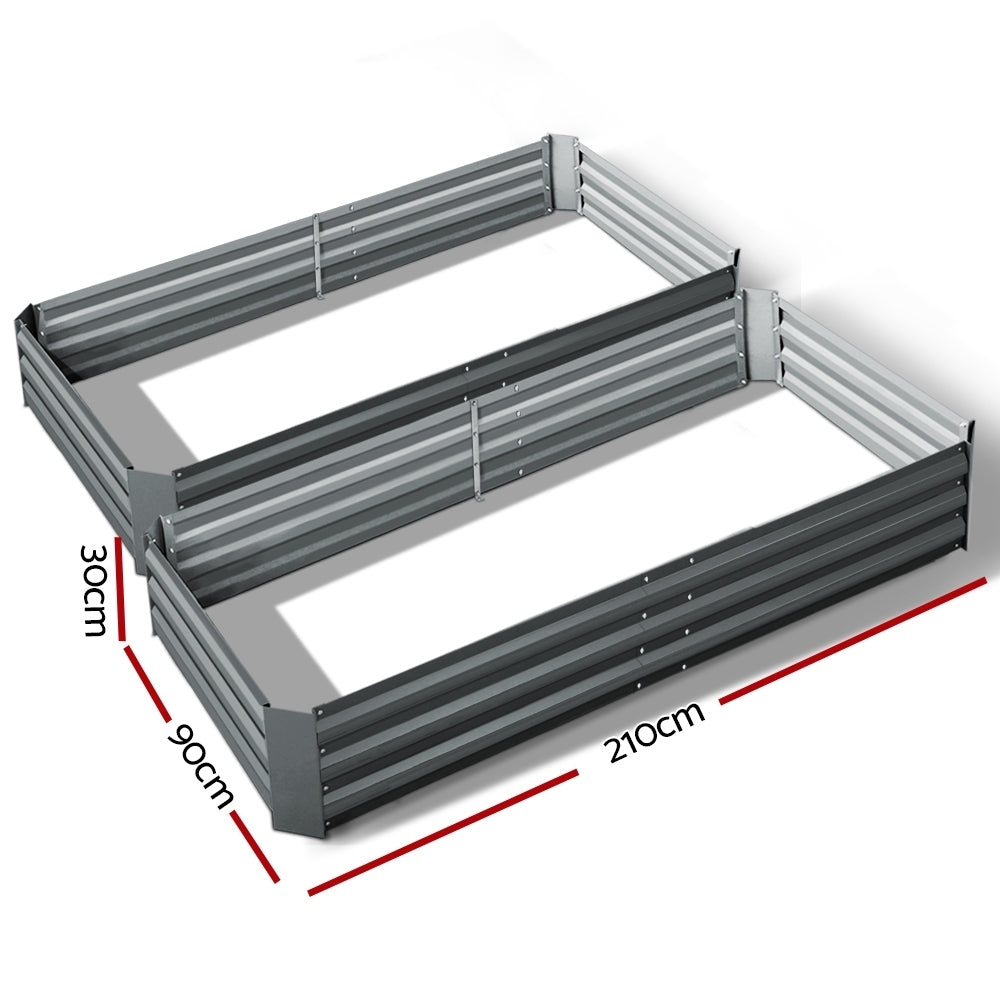 Greenfingers Garden Bed 2PCS 210X90X30cm  Galvanised Steel Raised Planter freeshipping - Awezingly